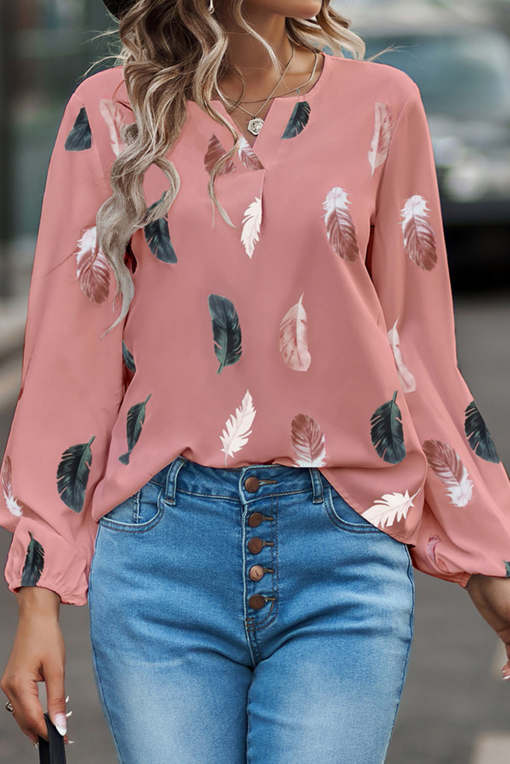 Feather Print Blouse