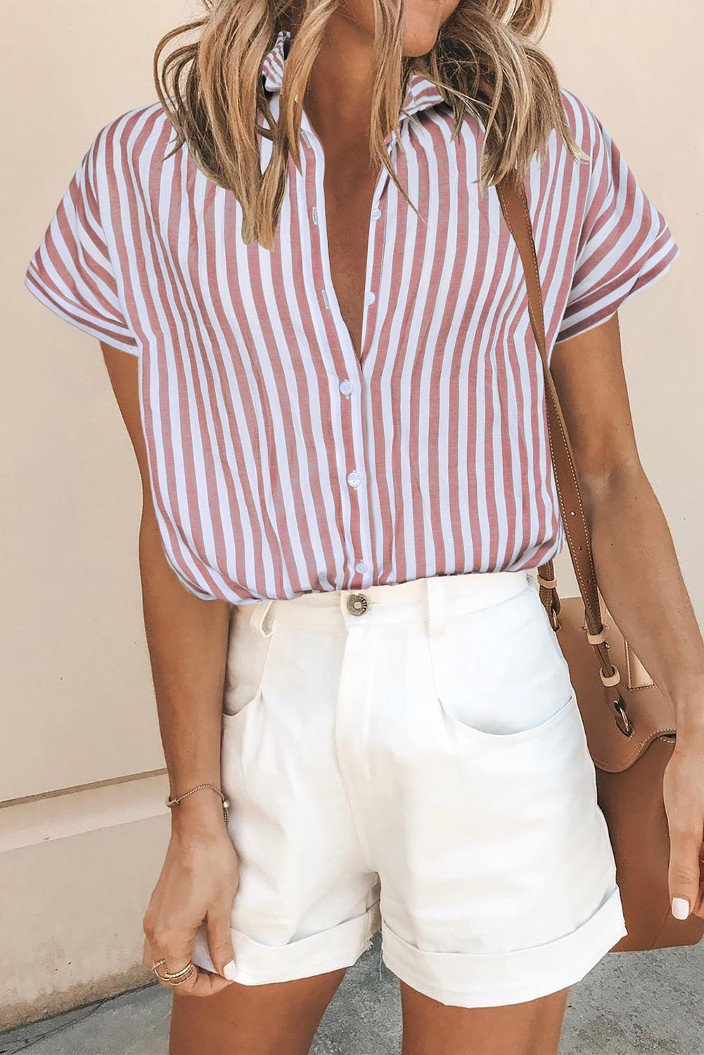 Pink Button Stripe Shirt