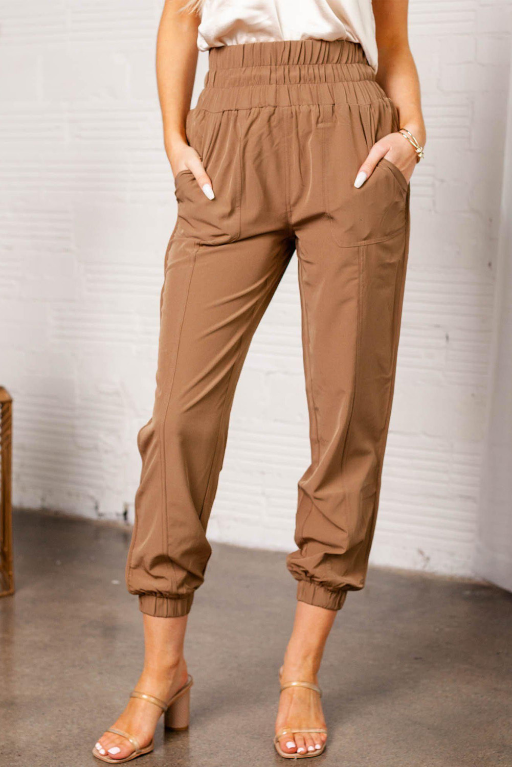 Khaki High Waist Joggers