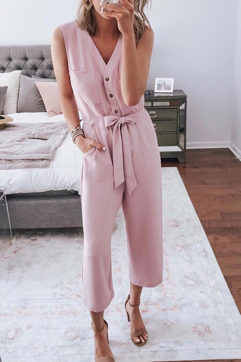 Pink Cropped Jumpsuit