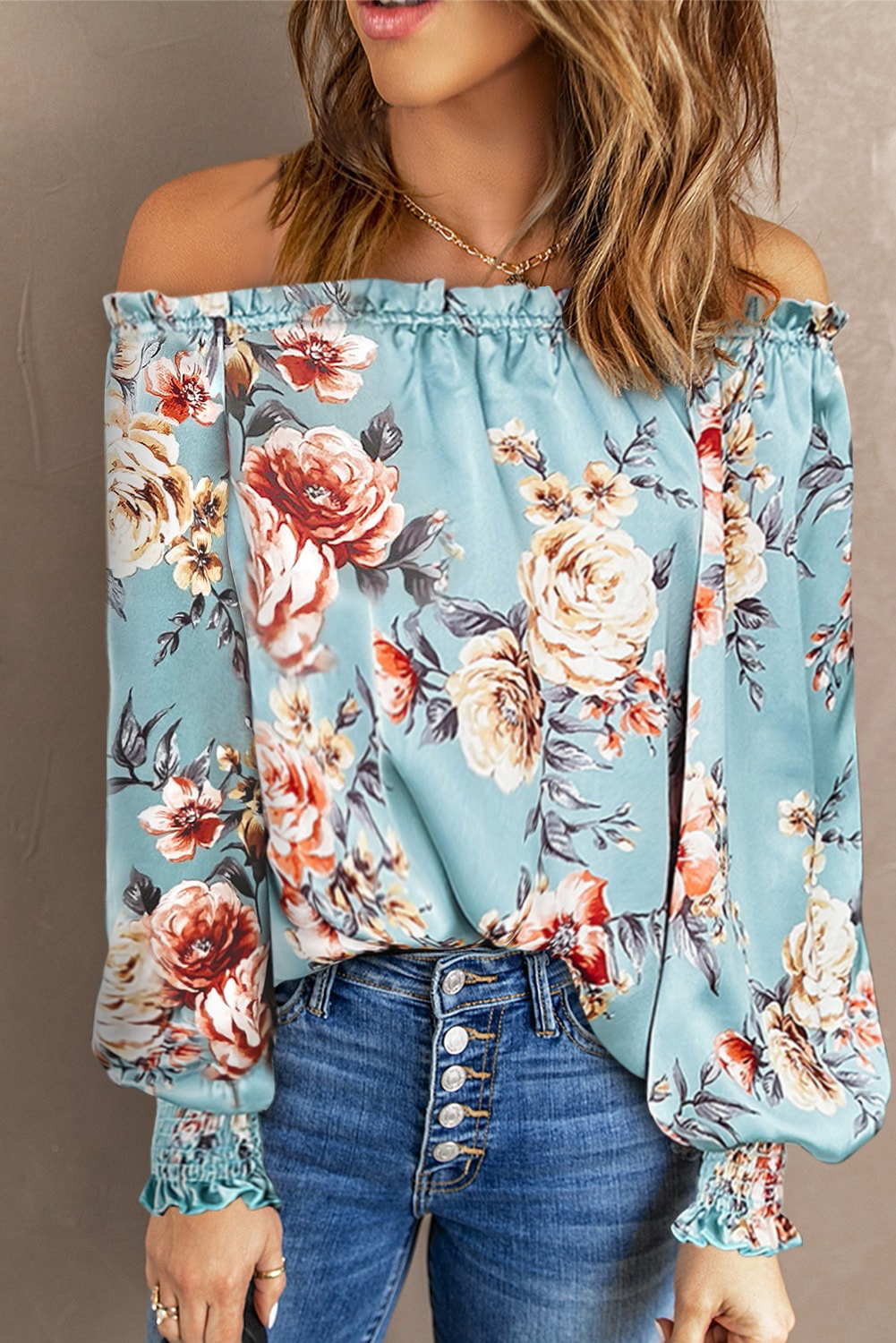 Sky Blue Off Shoulder Blouse