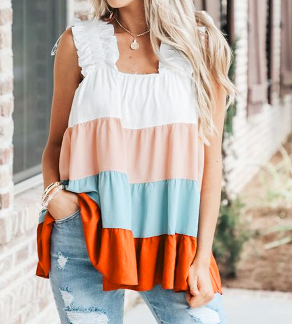 Ruffle Colorblock Tank