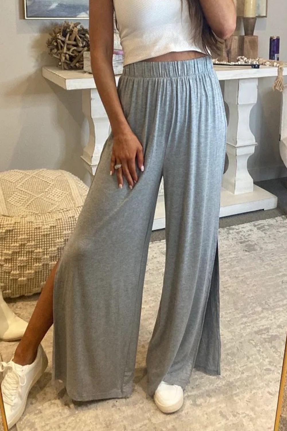 Wide Leg Slit Pants