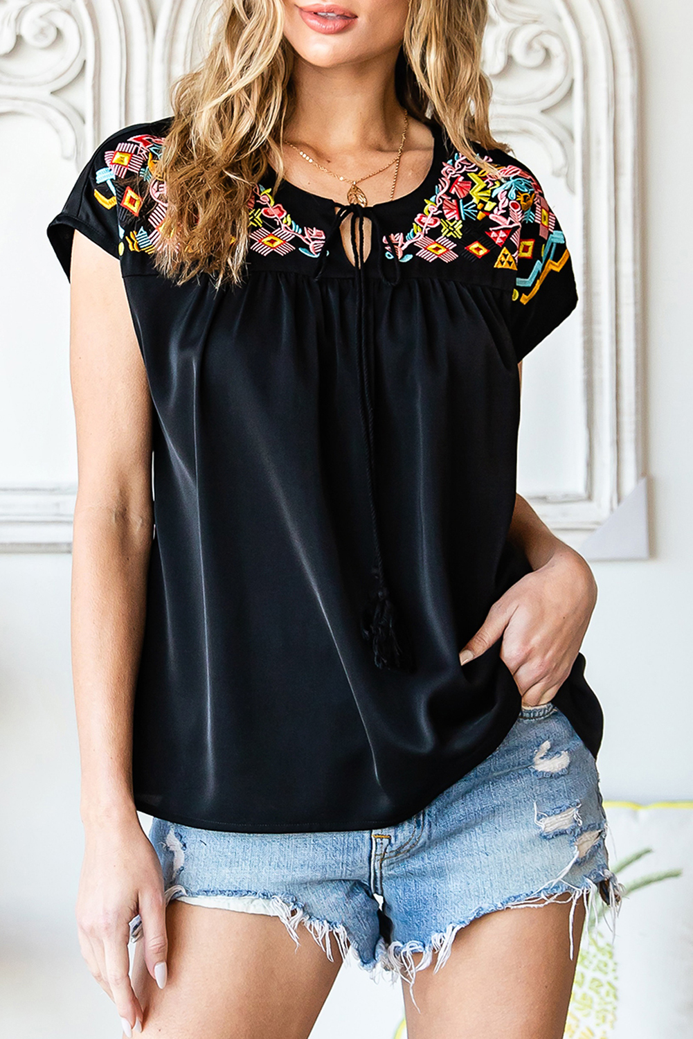 Molly Geo Embroidered Top