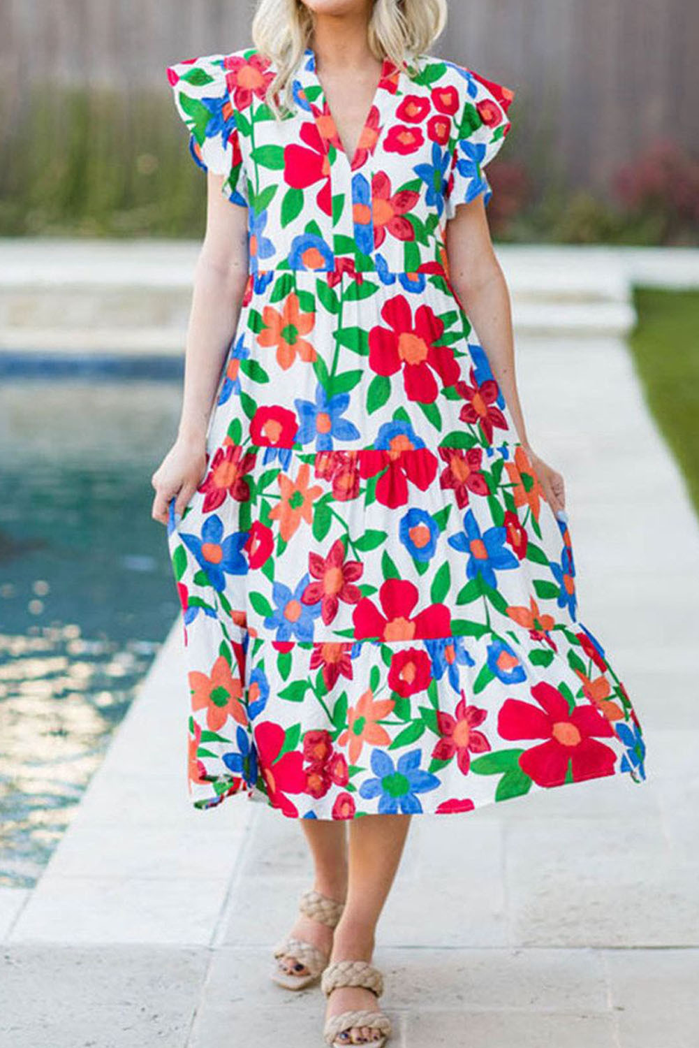 Flutter Sleeve Floral Dress