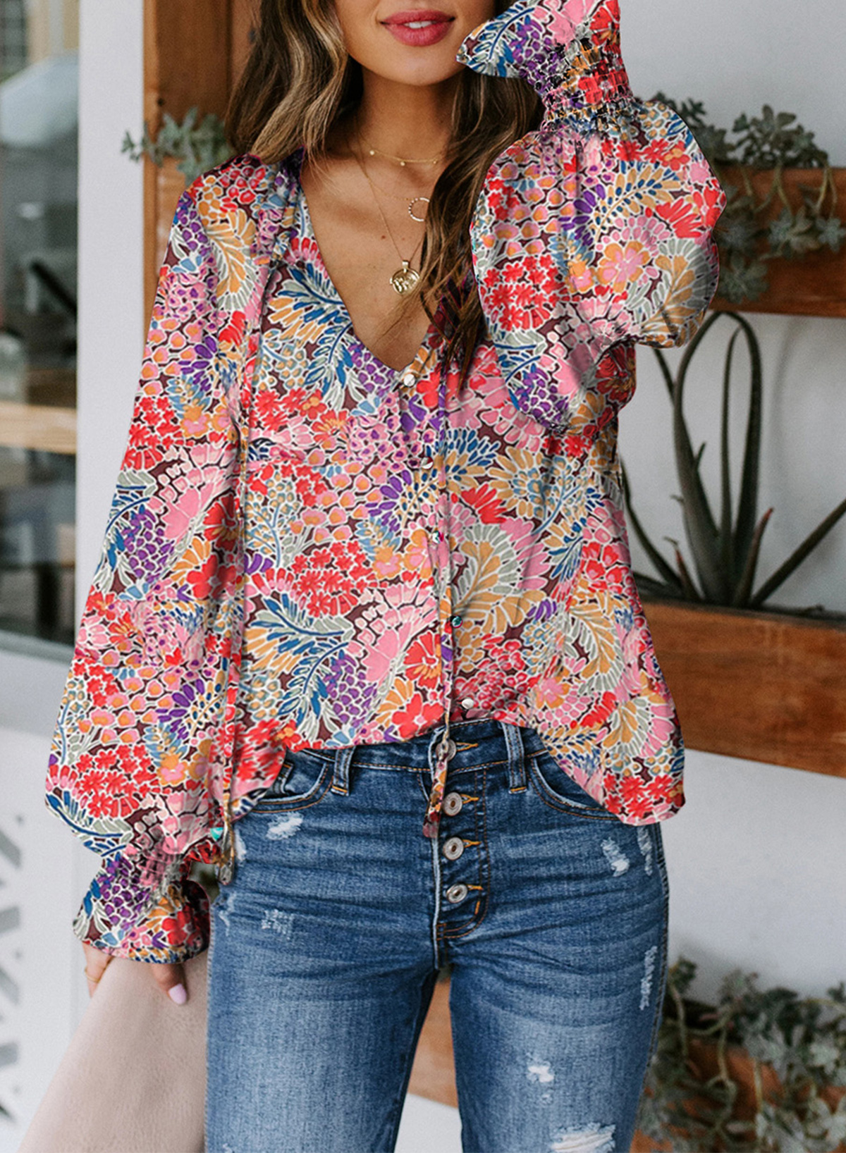 Colorful Floral Blouse