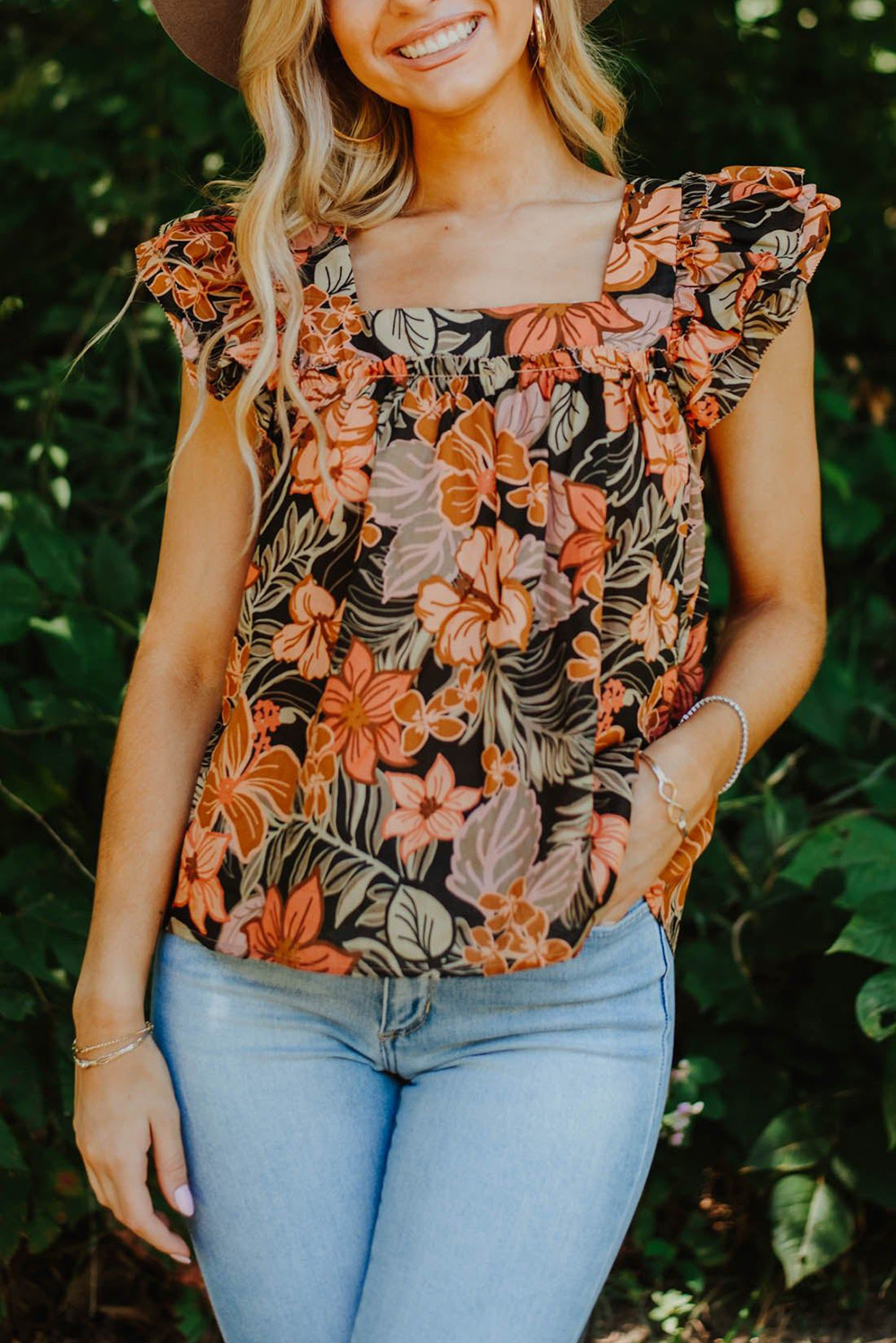 Brown Floral Blouse