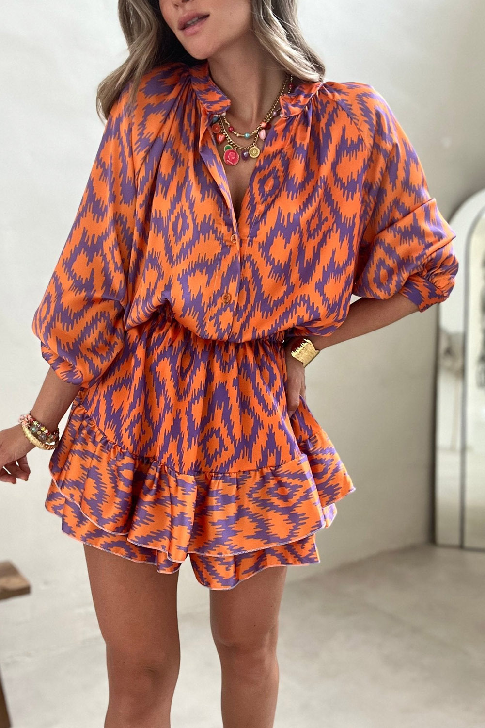 Tangerine Aztec Romper