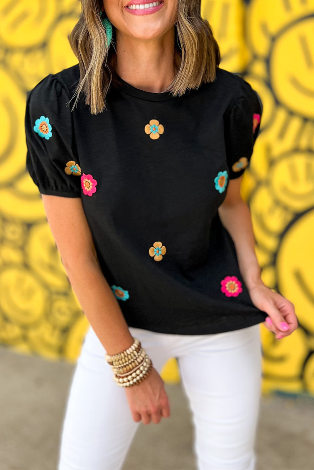 Floral Pop Puff Sleeve Top