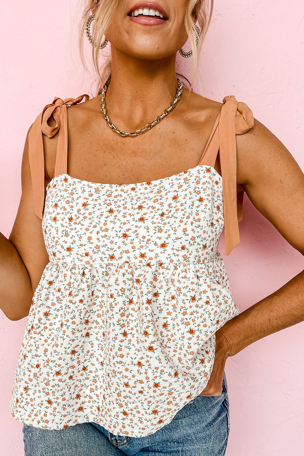 White Floral Tank