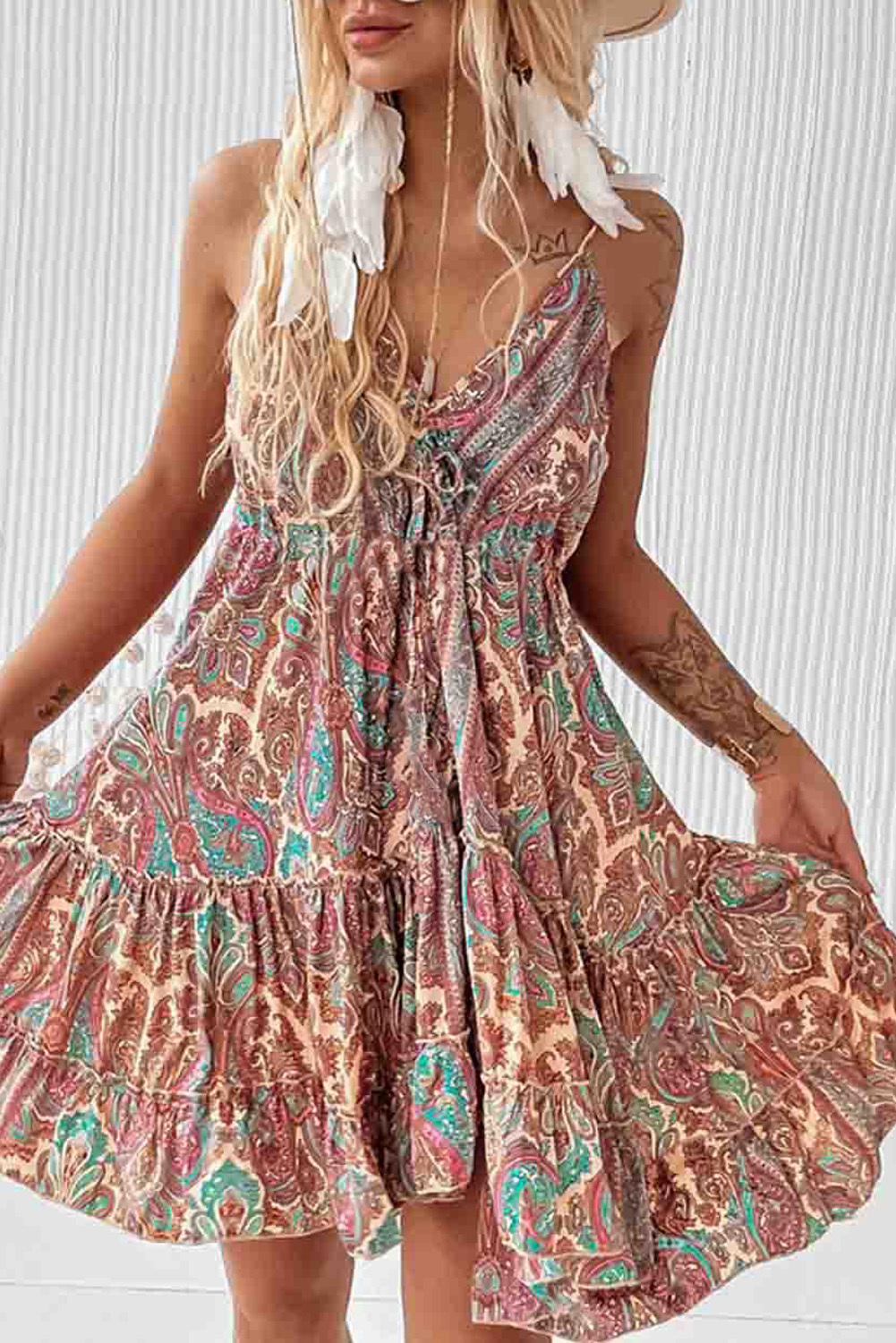 Brown Paisley Dress