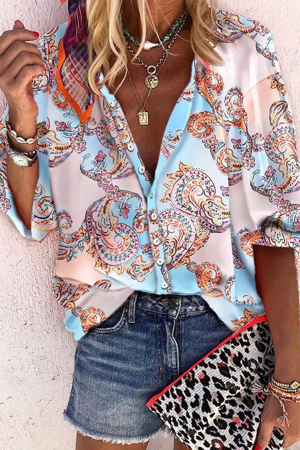 Paisley Button Down Top